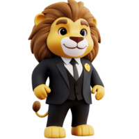 Cartoon lion in formal attire ready for an event png