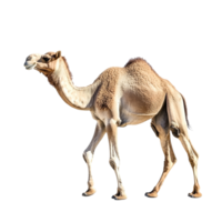 Camel walking on a bright background in daylight png