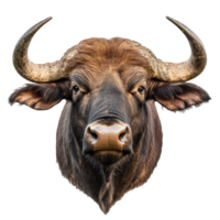 Majestic bull with prominent horns facing forward png