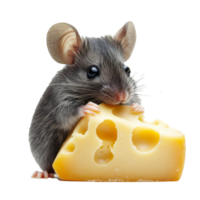 Mouse enjoys a piece of cheese in a playful moment png