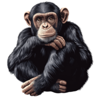 Chimpanzee resting in a calm pose while reflecting png