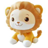 Cute plush lion toy with friendly expression png