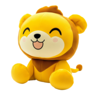 Plush lion toy with a cheerful expression png
