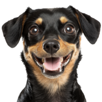 Happy dog with a joyful expression in close up png