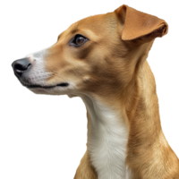 Curious dog with an alert expression png