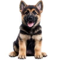 Joyful puppy sitting, watching ahead png