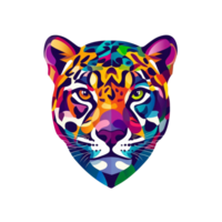 Vibrant tiger face with colorful patterns png