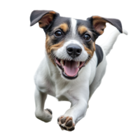 Happy dog running joyfully in open space png