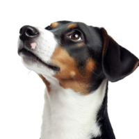 Curious dog gazes upward in bright setting png