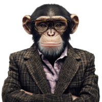 Dapper monkey in glasses strikes a pose png