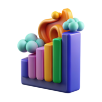 Abstract Growth Chart Colorful 3D Bar Graph Visualization png