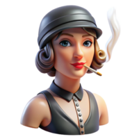 Flapper Girl 3D Model Retro Fashion, Smoking, 1920s Style png