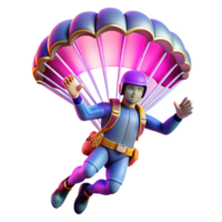 3D Render of Skydiver with Parachute png