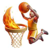 Flaming Basketball Dunk 3D Animation png