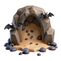 Bat Cave 3D Model Halloween Cave Scene with Bats png