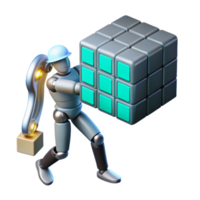 Robot Carrying a Cube Puzzle Automation and Problem Solving png
