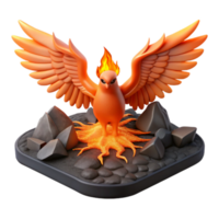 Mythical Firebird 3D Render of a Phoenix Rising from Ashes png