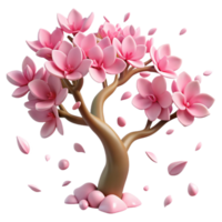 Pink Flower Tree 3D Render of Blossoming Springtime png