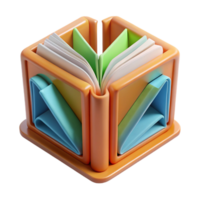 Abstract Book Cube Colorful 3D Book Stack Design png