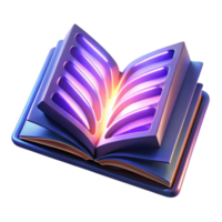 Glowing Open Book Digital Knowledge, Illuminated Pages png
