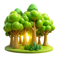 Enchanted Forest 3D Cartoon Trees, Lush Greenery, Sunlit Grove png