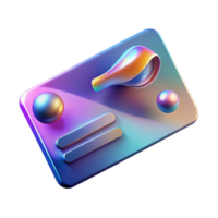 Abstract 3D Render Iridescent Card with Spheres and Handle png