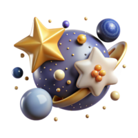 Cosmic Sphere 3D Render of Abstract Celestial Scene png