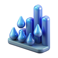 Water Data Visualization 3D Render of Rainfall Statistics png