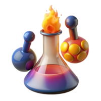 Flammable Liquid in Erlenmeyer Flask with Molecular Models png