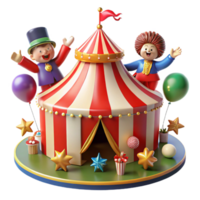 Circus Fun A Whimsical 3D Render of a Carnival Tent png