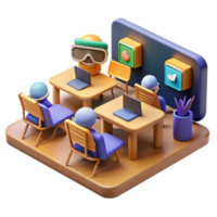 Online Class 3D Render of Virtual Learning Environment png