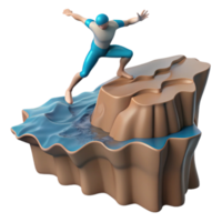 Cliffs, Ocean, Dive, Jump, Water, 3D Render, Cartoon, Figure, Action png