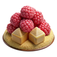 Raspberry and Caramel Dessert Gourmet Pastry with Sugar Crystals png