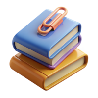 Stack of Books with Paperclip Organization and Learning png
