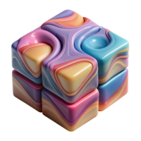 Abstract 3D Render Interlocking Colorful Cubes with Swirling Patterns png