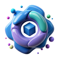 Abstract 3D Render Colorful Shapes and Cube png