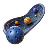 Cosmic Swirl 3D Render of Planets in Space png