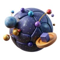 Abstract 3D Sphere with Connected Nodes and Geometric Shapes png