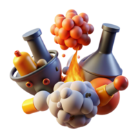 Abstract 3D Render of Exploding Chemical Reaction png