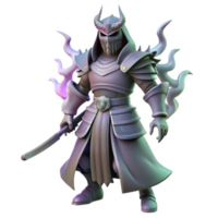 Fantasy Samurai 3D Render of Spectral Warrior with Katana png