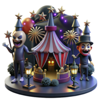 3D Render of Spooky Carnival Night png