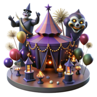 Spooky Carnival Night 3D Render of Enchanting Circus Tent png