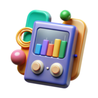 3D Render of Colorful Bar Graph Game Device png