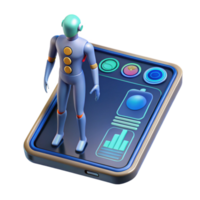 3D Robot Model on Mobile App Interface Digital Avatar, UI Design png