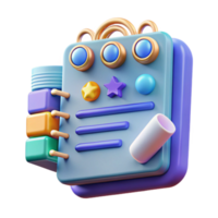Colorful 3D Notebook Icon Notes, Planner, Reminder, Schedule, Organization, App, Design, Interface, UI, Digital png