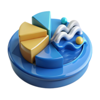 3D Pie Chart Data Visualization Abstract Design with Wave Element png
