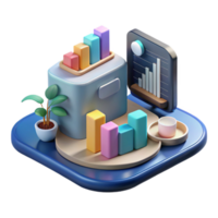 Data Visualization 3D Charts and Graphs for Business Insights png