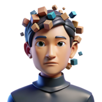 3D Render of Person with Exploding Cubes png