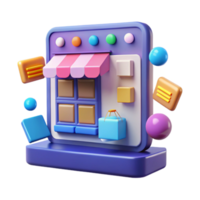Online Store, E commerce Platform, Digital Shop, Virtual Storefront, Internet Retail, Web Based Business, Online Shopping, Digital Marketplace, 3D Render, Mobile Commerce png