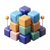 Colorful 3D Cube Structure Modular Design, Interconnected Blocks, Abstract Geometry png